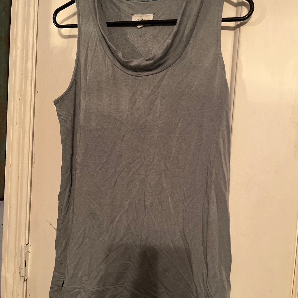 LOU & GREY, size Medium sleeveless gray top w/cowl neck. Gently worn